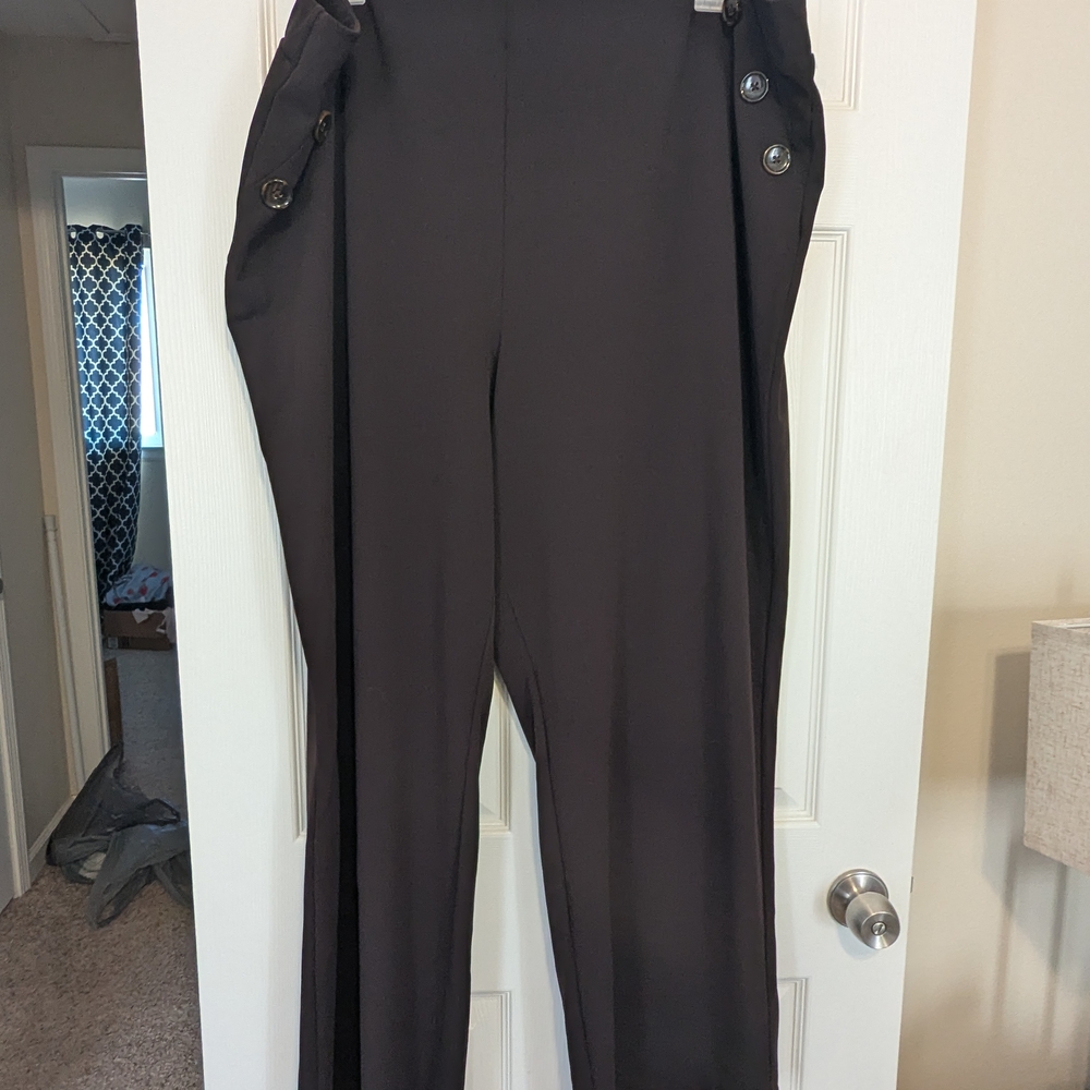 Cato Black Button-Accent Women's Trousers
